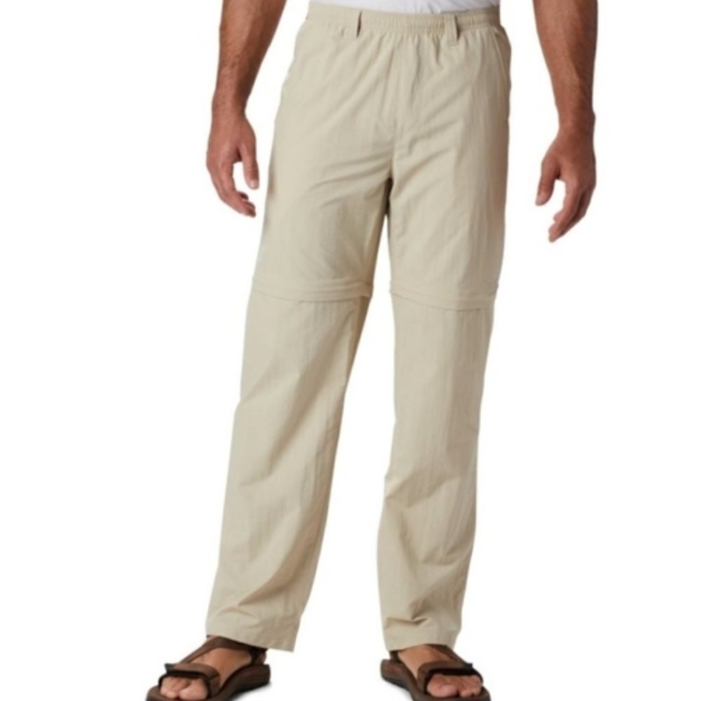 Columbia PFG Fishing Convertible Cargo Pants Shorts Men's 34 Long Khaki Tan